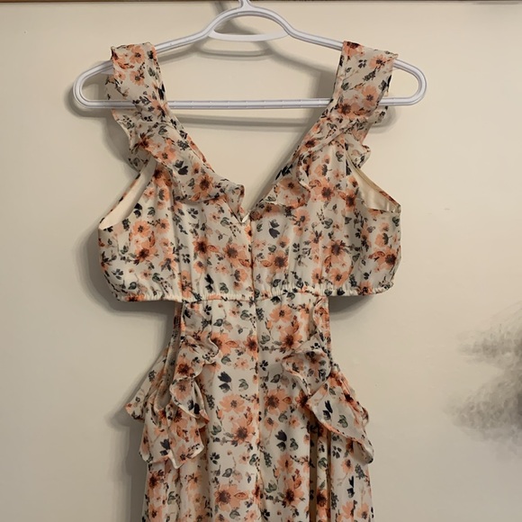 Altar'd State Floral Maxi Dress with Cutouts and Side Slits - Picture 3 of 4